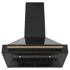 ZLINE 36 In. Autograph Edition Black Stainless Steel Range Hood with Champagne Bronze Handle, BS655Z-36-CB - Smart Kitchen Lab