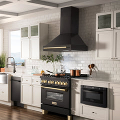 ZLINE 36 In. Autograph Edition Black Stainless Steel Range Hood with Gold Handle, BS655Z-36-G - Smart Kitchen Lab