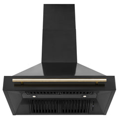 ZLINE 36 In. Autograph Edition Black Stainless Steel Range Hood with Gold Handle, BS655Z-36-G - Smart Kitchen Lab