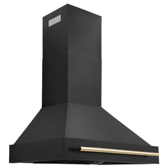 ZLINE 36 In. Autograph Edition Black Stainless Steel Range Hood with Gold Handle, BS655Z-36-G - Smart Kitchen Lab