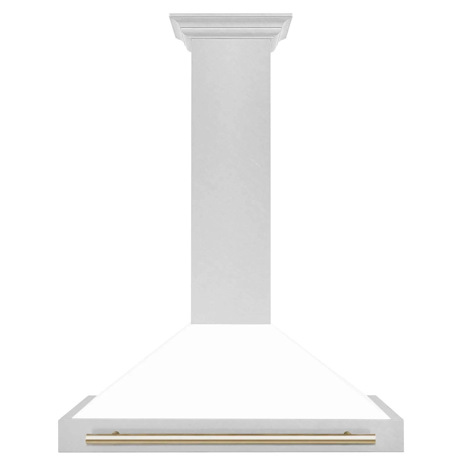 ZLINE 36 In Autograph Edition DuraSnow® Stainless Steel Range Hood with White Matte Shell and Gold Handle, KB4SNZ-WM36-G - Smart Kitchen Lab