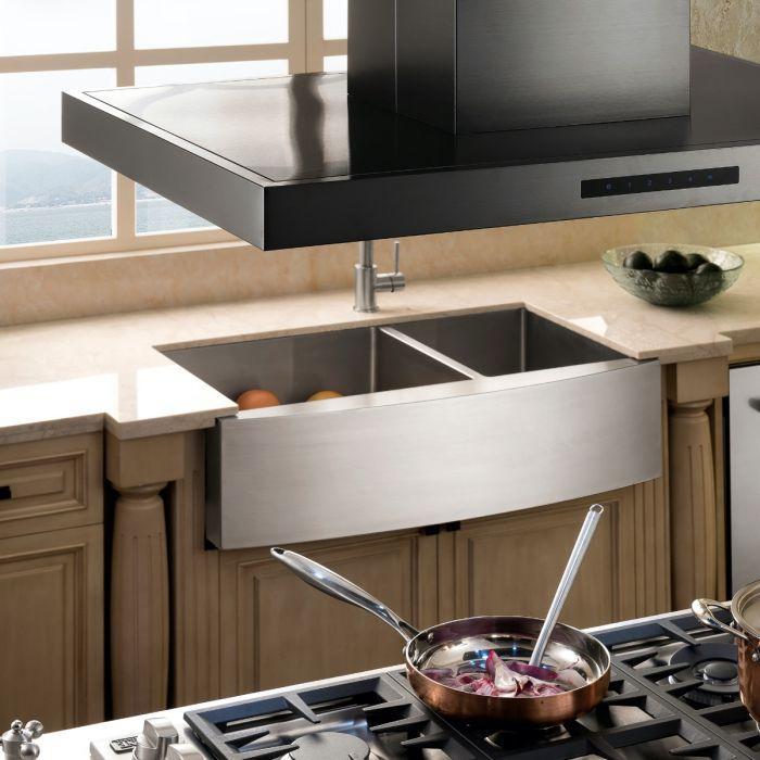 ZLINE 36 In. Convertible Island Mount Range Hood in Black Stainless Steel, BSKE2iN-36 - Smart Kitchen Lab