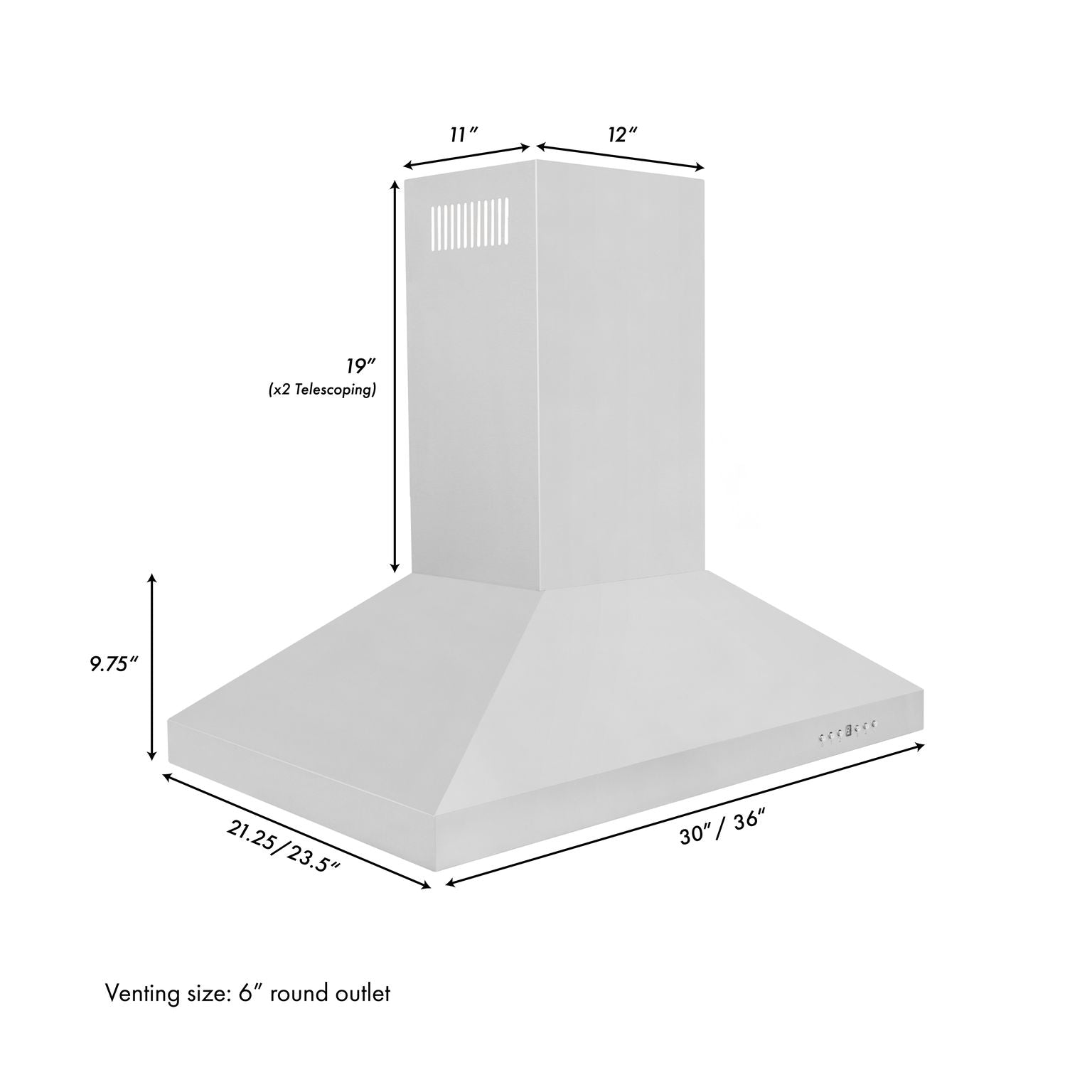 ZLINE 36 In. Convertible Island Mount Range Hood in Stainless Steel, KL3i-36 - Smart Kitchen Lab