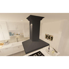 ZLINE 36 in. Designer Black Wooden Island Range Hood, Crown Molding, KBiCC-36 - Smart Kitchen Lab