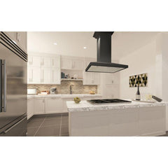ZLINE 36 in. Designer Black Wooden Island Range Hood, Crown Molding, KBiCC-36 - Smart Kitchen Lab
