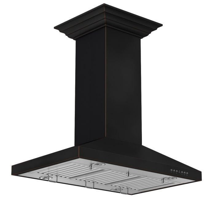 ZLINE 36 in. Designer Series Oil-Rubbed Bronze Island Range Hood, 8KL3iB-36 - Smart Kitchen Lab