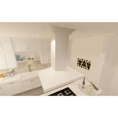 ZLINE 36 in. Designer Series White Wooden Island Range Hood, Crown Molding, KBiTT-36 - Smart Kitchen Lab