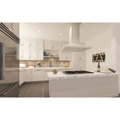 ZLINE 36 in. Designer Series White Wooden Island Range Hood, Crown Molding, KBiTT-36 - Smart Kitchen Lab