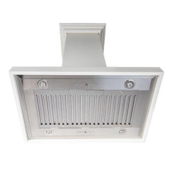 ZLINE 36 in. Designer Series White Wooden Island Range Hood, Crown Molding, KBiTT-36 - Smart Kitchen Lab