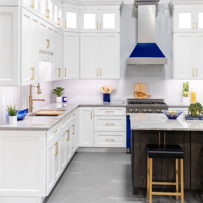 ZLINE 36 in. Ducted DuraSnow® Stainless Steel Range Hood with Blue Gloss Shell, 8654BG-36 - Smart Kitchen Lab