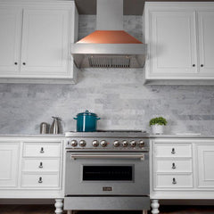 ZLINE 36 in. Ducted DuraSnow® Stainless Steel Range Hood with Copper Shell, 8654C-36 - Smart Kitchen Lab
