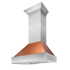 ZLINE 36 in. Ducted DuraSnow® Stainless Steel Range Hood with Copper Shell, 8654C-36 - Smart Kitchen Lab