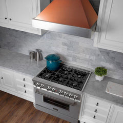 ZLINE 36 in. Ducted DuraSnow® Stainless Steel Range Hood with Copper Shell, 8654C-36 - Smart Kitchen Lab