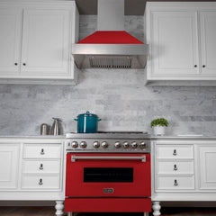 ZLINE 36 in. Ducted DuraSnow® Stainless Steel Range Hood with Red Matte Shell, 8654RM-36 - Smart Kitchen Lab