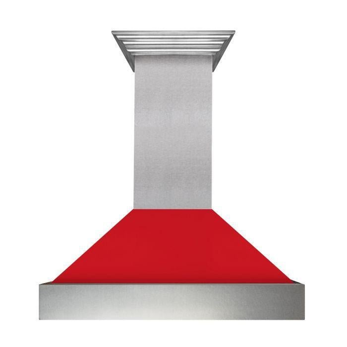 ZLINE 36 in. Ducted DuraSnow® Stainless Steel Range Hood with Red Matte Shell, 8654RM-36 - Smart Kitchen Lab