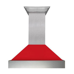 ZLINE 36 in. Ducted DuraSnow® Stainless Steel Range Hood with Red Matte Shell, 8654RM-36 - Smart Kitchen Lab