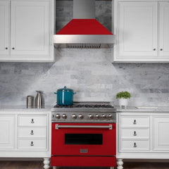 ZLINE 36 in. Ducted DuraSnow® Stainless Steel Range Hood with Red Matte Shell, 8654RM-36 - Smart Kitchen Lab