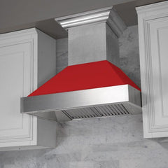 ZLINE 36 in. Ducted DuraSnow® Stainless Steel Range Hood with Red Matte Shell, 8654RM-36 - Smart Kitchen Lab