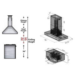 ZLINE 36 In. Ducted Remote Blower Island Mount Range Hood in Stainless Steel, KECOMi-RD-36 - Smart Kitchen Lab