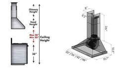 ZLINE 36 in. DuraSnow® Finished Stainless Steel Wall Mount Range Hood, 8KBS-36 - Smart Kitchen Lab