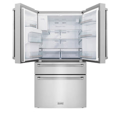 ZLINE 36 In. French Door Refrigerator with Water Dispenser, Ice Maker in Fingerprint Resistant Stainless Steel, RFM-W-36 - Smart Kitchen Lab