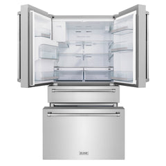 ZLINE 36 In. French Door Refrigerator with Water Dispenser, Ice Maker in Fingerprint Resistant Stainless Steel, RFM-W-36 - Smart Kitchen Lab