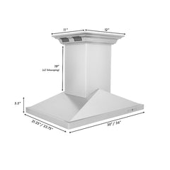 ZLINE 36 in. Island Mount Range Hood in Stainless Steel with Built-in CrownSound Bluetooth Speakers, GL1iCRN-BT-36 - Smart Kitchen Lab