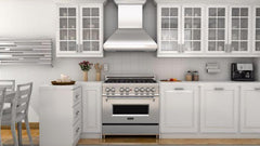 ZLINE 36 in. Professional Convertible Vent Wall Mount Range Hood in Stainless Steel with Crown Molding, 587CRN-36 - Smart Kitchen Lab
