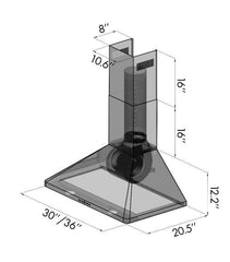 ZLINE 36 in. Stainless Steel Indoor Wall Range Hood KF1-36 - Smart Kitchen Lab