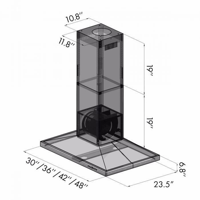 ZLINE 36 in. Stainless Steel Island Range Hood, GL2i-36 - Smart Kitchen Lab