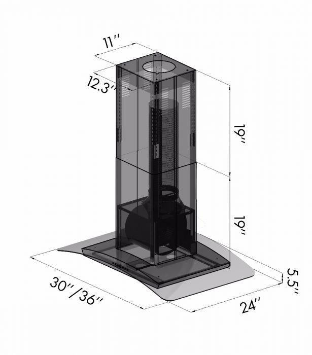 ZLINE 36 in. Stainless Steel Island Range Hood, GL5i-36 - Smart Kitchen Lab