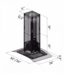 ZLINE 36 in. Stainless Steel Island Range Hood, GL5i-36 - Smart Kitchen Lab