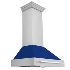 ZLINE 36 In. Stainless Steel Range Hood with Blue Gloss Shell, 8654STX-BG36 - Smart Kitchen Lab