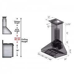 ZLINE 36 in. Stainless Steel Wall Range Hood with Built-in CrownSound® Bluetooth Speakers, 667CRN-BT-36 - Smart Kitchen Lab
