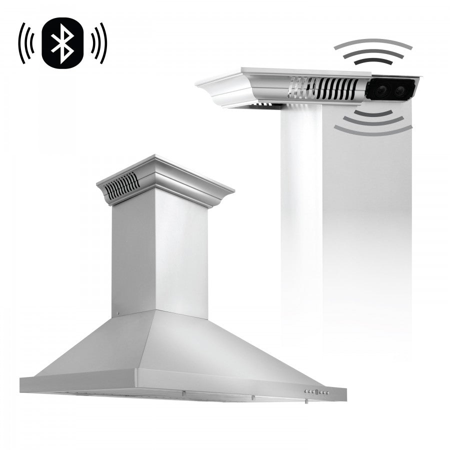 ZLINE 36 in. Stainless Steel Wall Range Hood with Built-in CrownSound® Bluetooth Speakers, KL2CRN-BT-36 - Smart Kitchen Lab