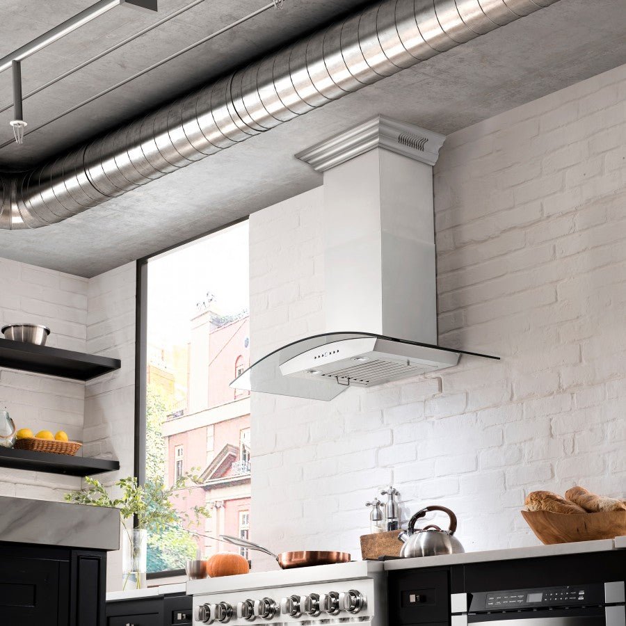 ZLINE 36 in. Stainless Steel Wall Range Hood with Built-in CrownSound® Bluetooth Speakers, KZCRN-BT-36 - Smart Kitchen Lab