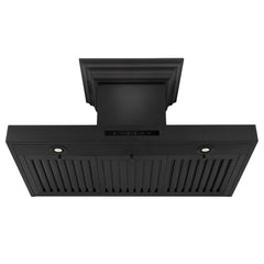 ZLINE 36 in. Wall Mount Range Hood in Black Stainless Steel with BlueTooth Crown Molding, BSKENCRN-BT-36 - Smart Kitchen Lab