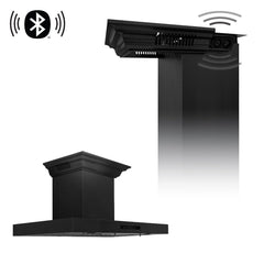 ZLINE 36 in. Wall Mount Range Hood in Black Stainless Steel with BlueTooth Crown Molding, BSKENCRN-BT-36 - Smart Kitchen Lab