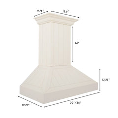 ZLINE 36 in. Wooden Wall Mount Range Hood in White, KPTT-36 - Smart Kitchen Lab