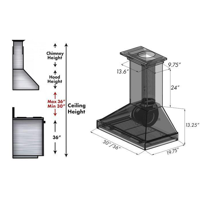 ZLINE 36 in. Wooden Wall Range Hood, Rustic Dark, KPDD-36 - Smart Kitchen Lab