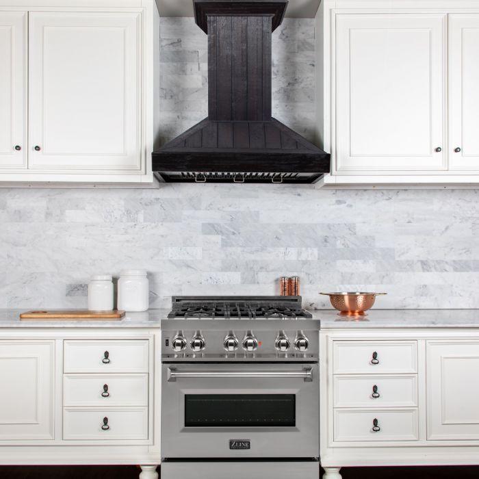 ZLINE 36 in. Wooden Wall Range Hood, Rustic Dark, KPDD-36 - Smart Kitchen Lab