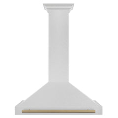 ZLINE 36 Inch Autograph Edition DuraSnow® Stainless Steel Range Hood with Champagne Bronze Handle, KB4SNZ-36-CB - Smart Kitchen Lab