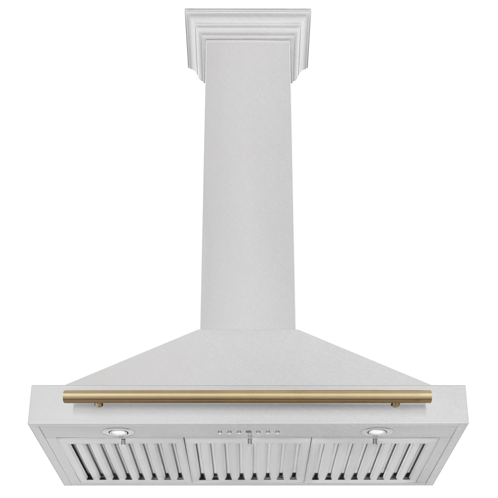 ZLINE 36 Inch Autograph Edition DuraSnow® Stainless Steel Range Hood with Champagne Bronze Handle, KB4SNZ-36-CB - Smart Kitchen Lab