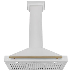 ZLINE 36 Inch Autograph Edition DuraSnow® Stainless Steel Range Hood with Champagne Bronze Handle, KB4SNZ-36-CB - Smart Kitchen Lab