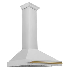 ZLINE 36 Inch Autograph Edition DuraSnow® Stainless Steel Range Hood with Champagne Bronze Handle, KB4SNZ-36-CB - Smart Kitchen Lab