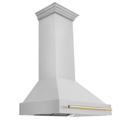 ZLINE 36 Inch Autograph Edition Stainless Steel Range Hood with Gold Handle, 8654STZ-36-G - Smart Kitchen Lab