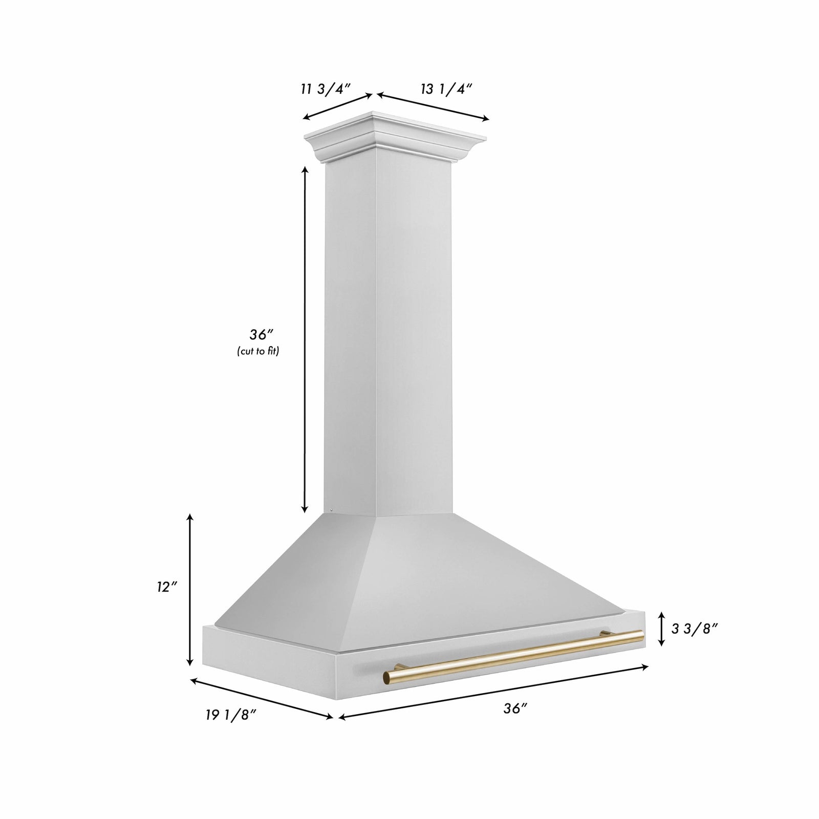 ZLINE 36 Inch Autograph Edition Stainless Steel Range Hood with Gold Handle, KB4STZ-36-G - Smart Kitchen Lab