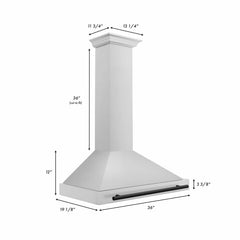 ZLINE 36 Inch Autograph Edition Stainless Steel Range Hood with Matte Black Handle, KB4STZ-36-MB - Smart Kitchen Lab