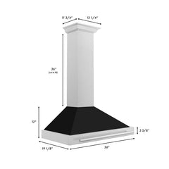 ZLINE 36 Inch DuraSnow® Stainless Steel Range Hood with Black Matte Shell and Stainless Steel Handle, KB4SNX-BLM-36 - Smart Kitchen Lab