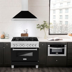 ZLINE 36 Inch DuraSnow® Stainless Steel Range Hood with Black Matte Shell and Stainless Steel Handle, KB4SNX-BLM-36 - Smart Kitchen Lab